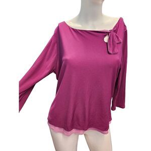 Uniform John Paul Richard's NEW TAGS Purple Chiffon Tie Neck Blouse Size XL